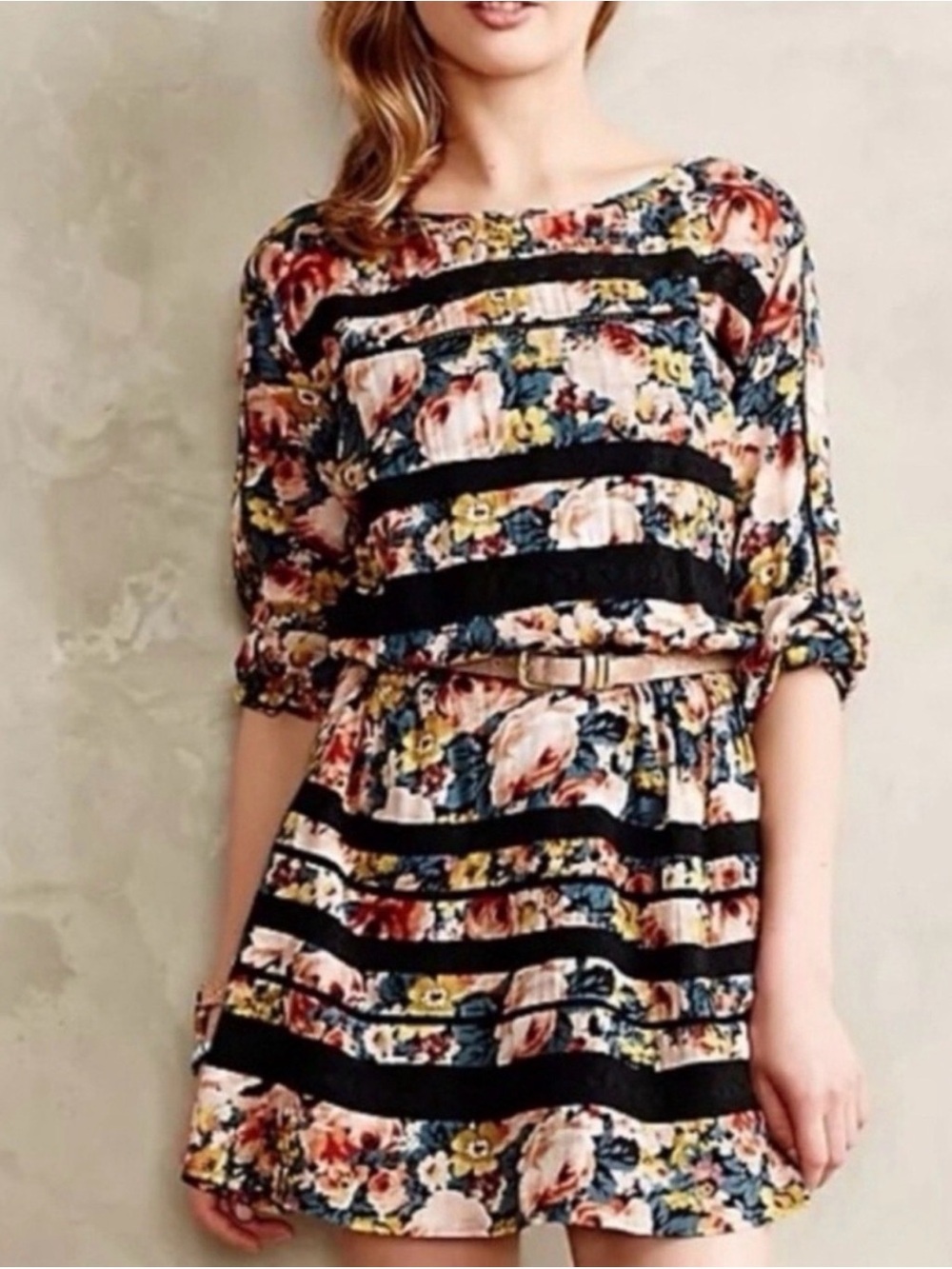 Anthropologie Holding Horses Floral "Garden Lace" boho mini dress | Medium